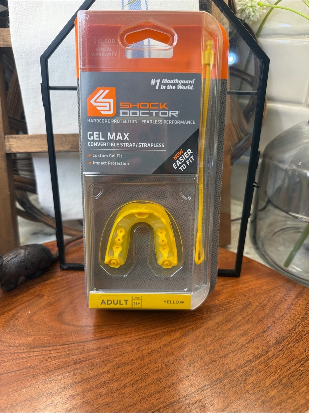 Shock Doctor Gel Max Adult Mouthguard in Yellow - Convertible Strap